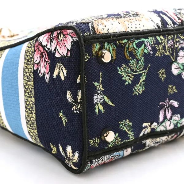 Dior Medium D-Constellation Lady D-Lite Blue Multicolor Embroidered Canvas Gold Hardware - Image 4