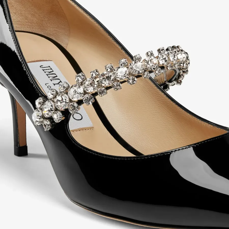 JIMMY CHOO Crystal decorated black patent leather heels