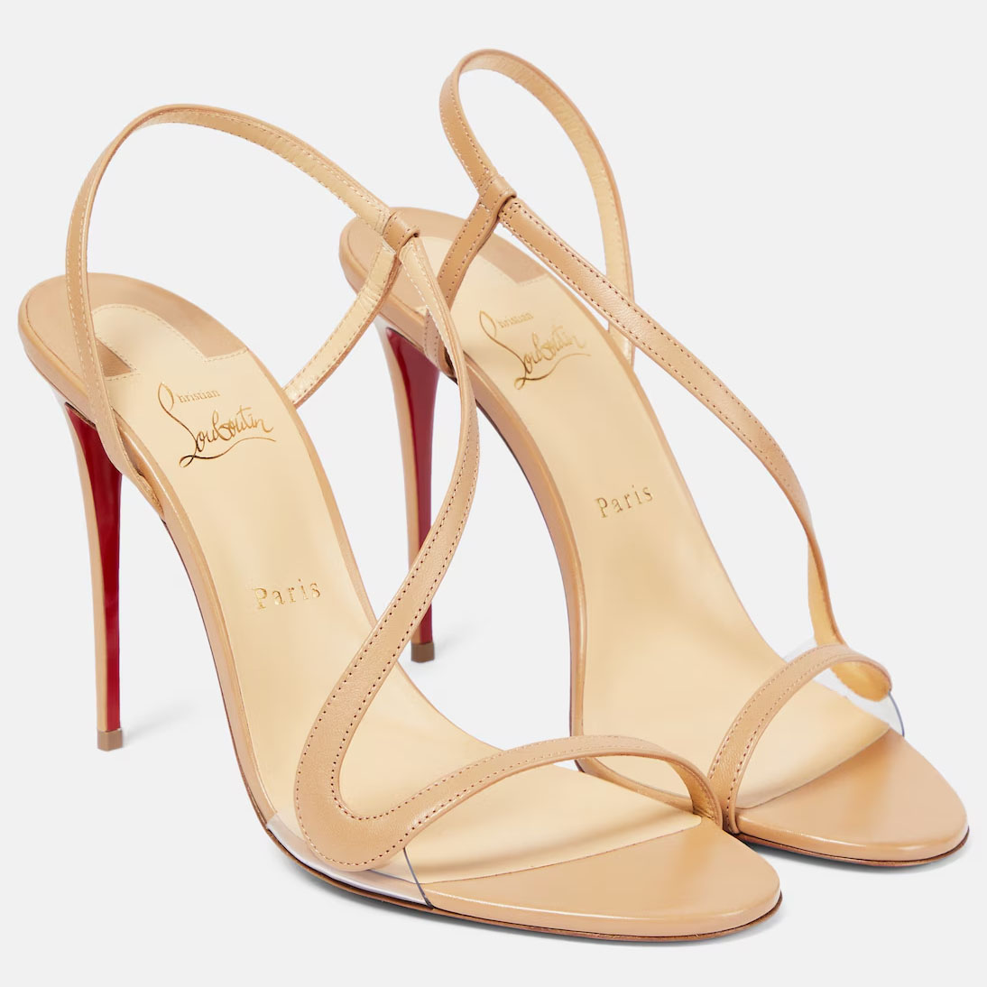 Christian Louboutin sandálias de damasco com salto fino e salto alto