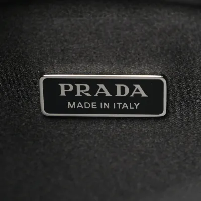 Prada Medium Cleo Adjustable Strap Shoulder Bag Metal Satin & Crystal Silver Hardware