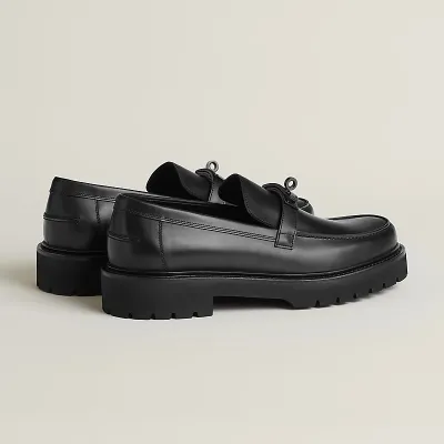 HERMES Icone Black Loafers