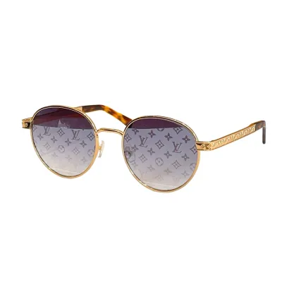 Louis Vuitton round frame glasses brown gold/black gold/black/black silver/brown monogram/purple monogram color Size 53口23-145
