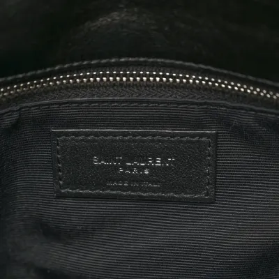 Saint Laurent Small Loulou Chain Satchel Black Quilted Puffer Monogram Lambskin Leather Silver Hardware