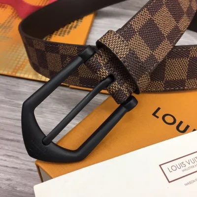 Louis Vuitton Men's Timeless Reversible Belt In Brown/Black Monogram And Damier Canvas With Black Hardware 35mm