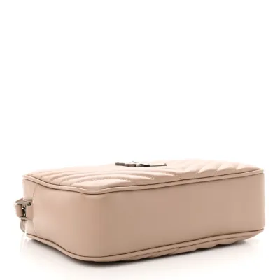 Saint Laurent Medium Lou Camera Bag Dark Beige Monogram Calfskin Matelasse Leather Ruthenium Hardware