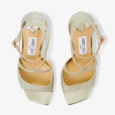 JIMMY CHOO Gold particle Flash powder glitter high heel sandals
