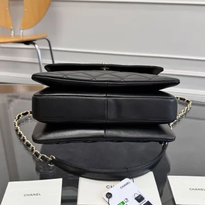 Chanel Sheepskin black gold button handbag crossbody bag