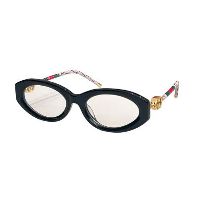 Gucci Oval glasses leopard/natural salmon/transparent black/black/black brown/leopard brown/black orange/natural salmon red/black with grey guccissima color Size 55口20-145