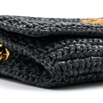 Saint Laurent Medium Kate 99 Tassel Monogram Raffia Black Gold Hardware