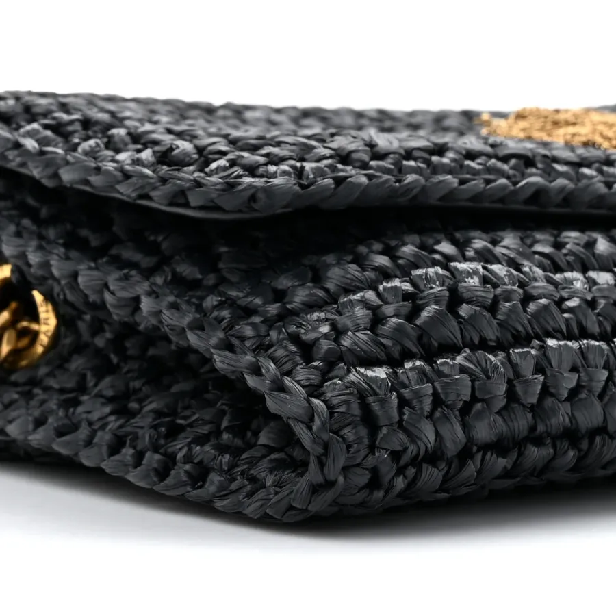 Saint Laurent Medium Kate 99 Tassel Monogram Raffia Black Gold Hardware