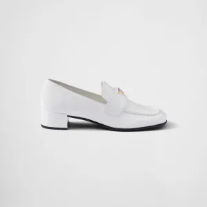 PRADA White shiny leather loafers