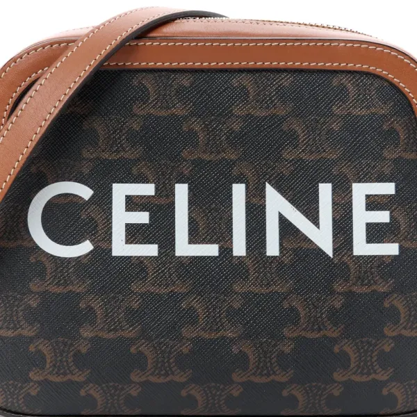 Celine Small Camera Bag Tan Triomphe Canvas Gold Hardware - Image 2