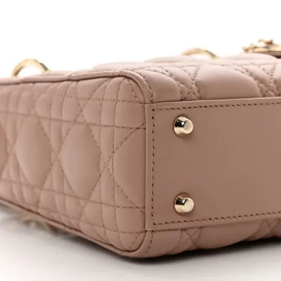 Dior Mini Lady Dior Fard Cannage Lambskin Leather Light Gold Hardware