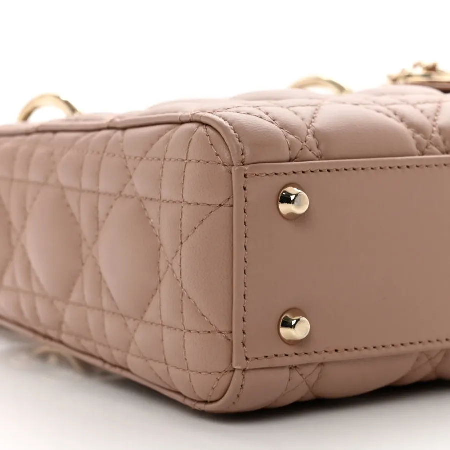 Dior Mini Lady Dior Fard Cannage Lambskin Leather Light Gold Hardware