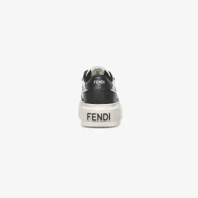 FENDI Black leather platform shoes with low top