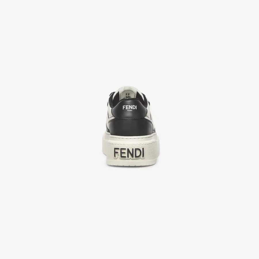 FENDI Black leather platform shoes with low top