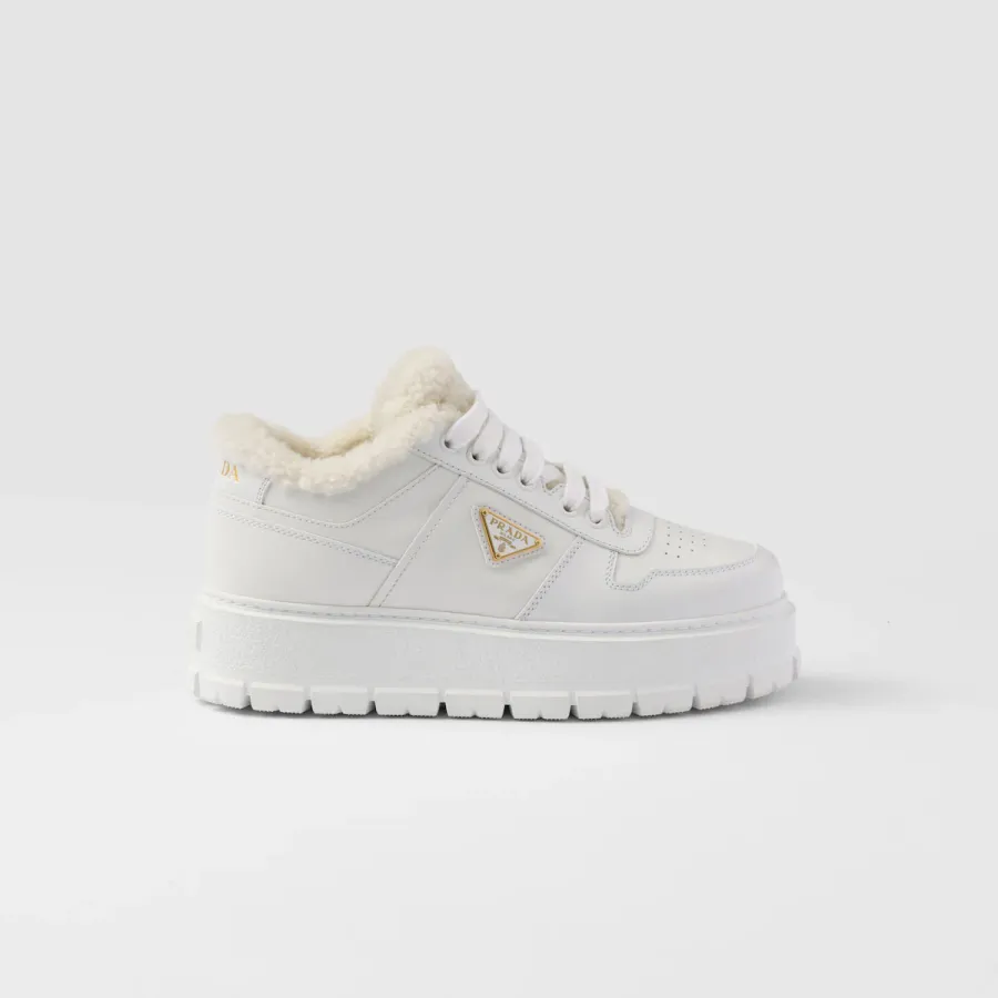 PRADA white leather sneakers