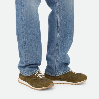 Bottega Veneta Orbit Flash Sneakers In Olive Weathered Suede Leather And Mesh Lace-Up Sneaker