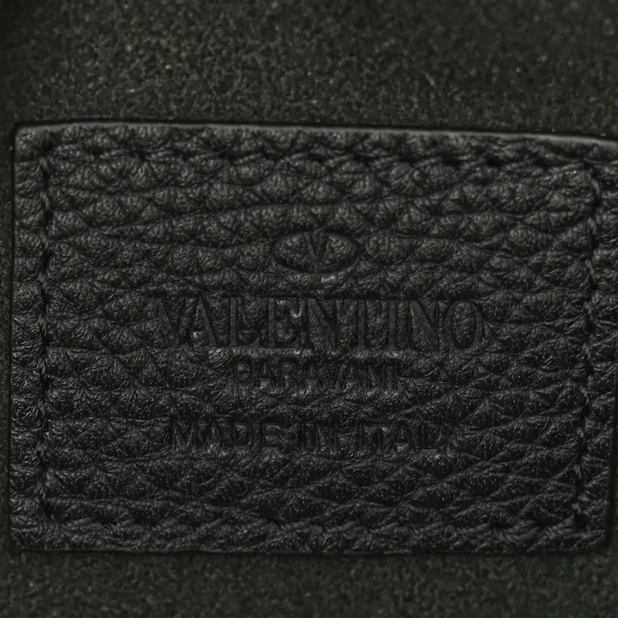 Valentino Garavani Medium Rockstud Envelope Flat Wristlet Pouch Black Pebbled Calfskin Leather Light Gold Hardware