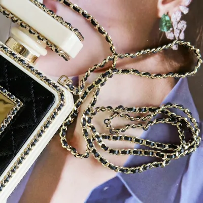 Chanel Perfume bottle leather White / Black crossbody bag