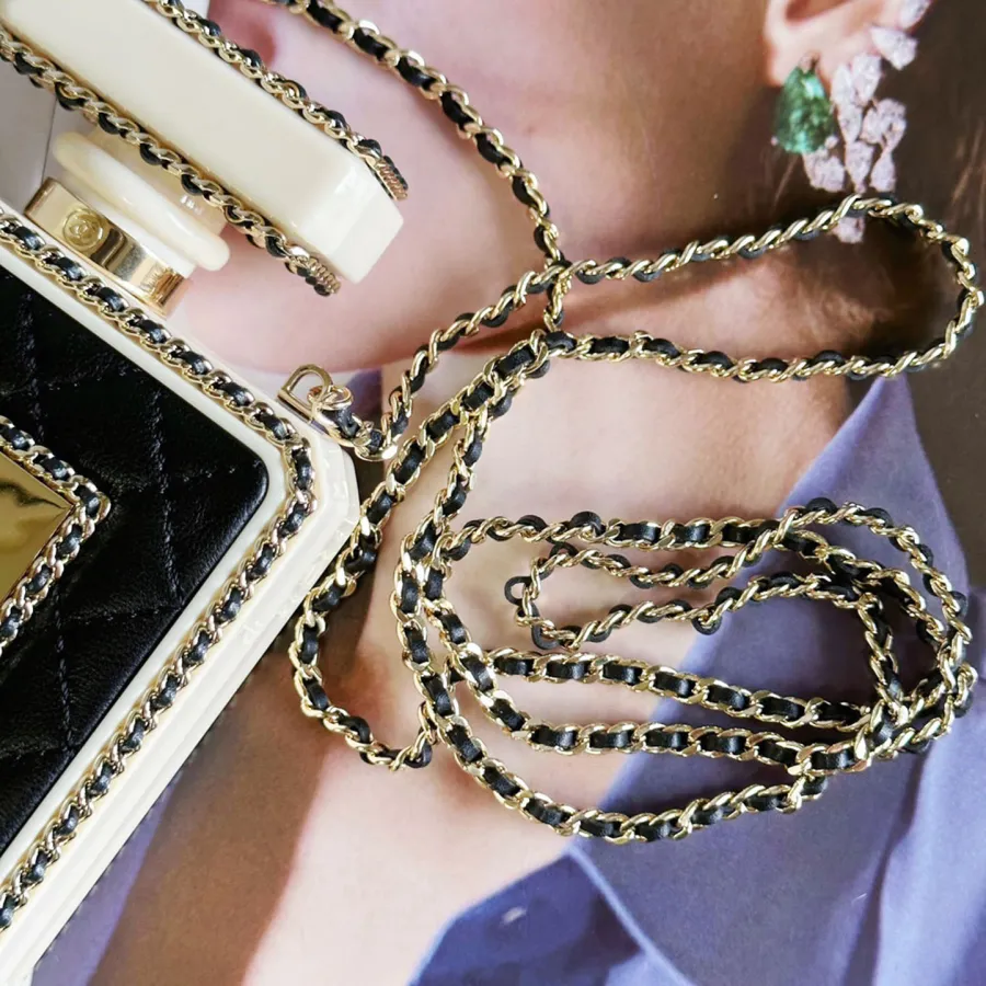 Chanel Perfume bottle leather White / Black crossbody bag