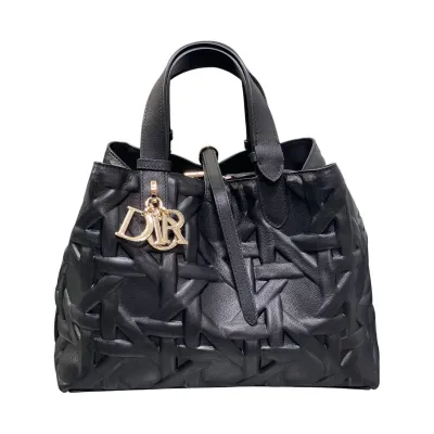 Dior Medium Dior Toujours Bag In Black Graphic Cannage Calfskin With Gold Hardware