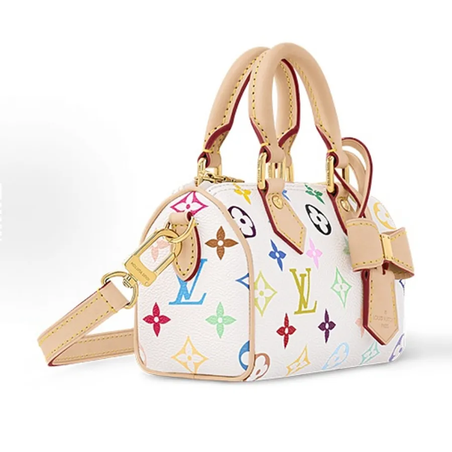 LOUIS VUITTON x Takashi Murakami NANO SPEEDY adjustable shoulder strap white Top-Handle Bags / Crossbody Bags