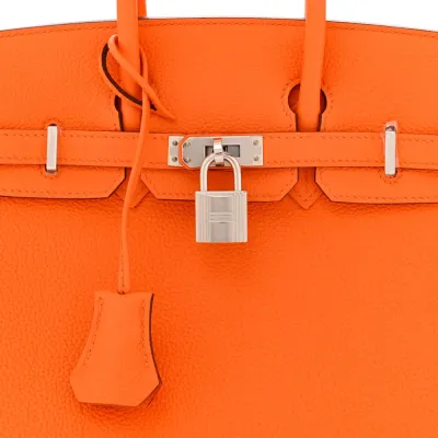 Hermès Birkin 25 Orange Minium Togo Leather Silver Hardware