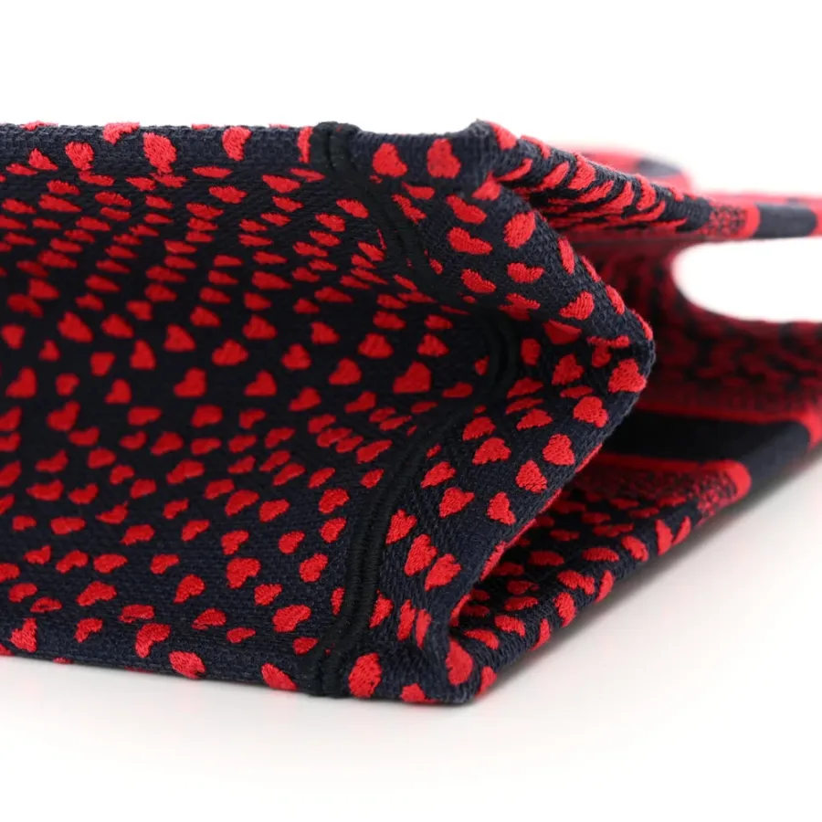 Dior Medium Book Tote Red Multicolor Pop Heart I Love Paris Embroidered Canvas