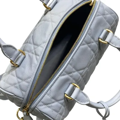 Dior Groove 25 Bag In Ice Blue/White/Pink/Biscuit/Black Macrocannage Calfskin With Gold Hardware