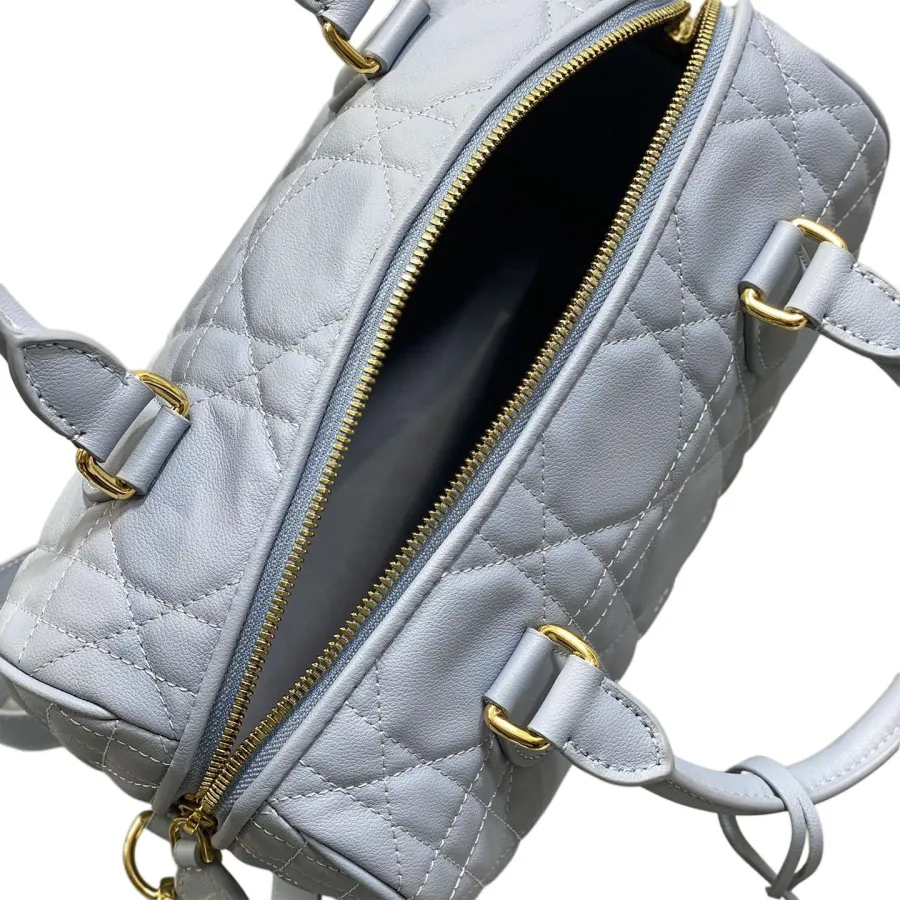 Dior Groove 25 Bag In Ice Blue/White/Pink/Biscuit/Black Macrocannage Calfskin With Gold Hardware