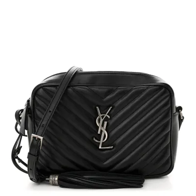 Saint Laurent Medium Lou Camera Bag Black Monogram Calfskin Matelasse Leather Silver Hardware