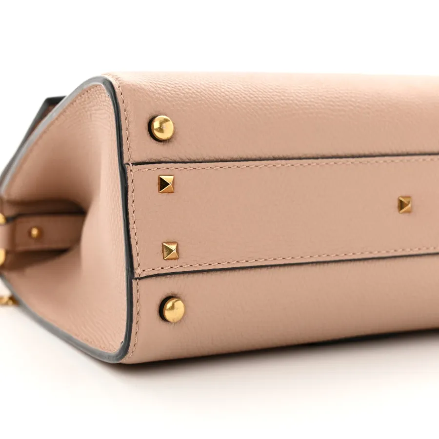 Valentino Garavani Small VSLING Top Handle Bag Poudre Grainy Calfskin Leather Gold Hardware