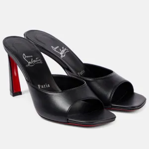 Christian Louboutin Black leather high-heeled sandal slippers