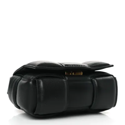 Bottega Veneta Maxi Intreccio Padded Mini Candy Cassette Crossbody Bag Black Lambskin Leather
