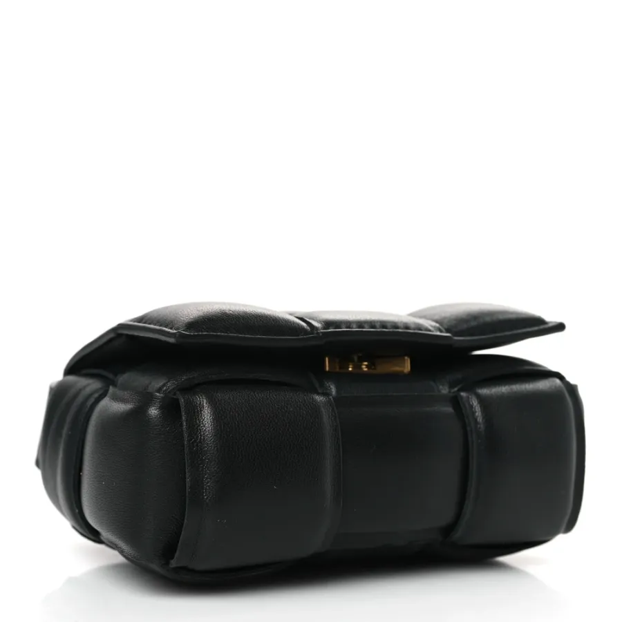 Bottega Veneta Maxi Intreccio Padded Mini Candy Cassette Crossbody Bag Black Lambskin Leather