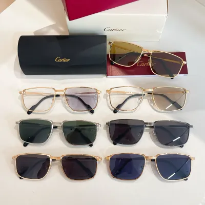Cartier square frame glasses tawny/black/green/blue/grey/brown gold/indigo gold color Size 58口18-137