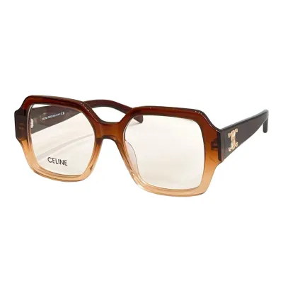 Celine square frame glasses black gold/black silver/leopard/gradient brown/leopard green/black with brown wood grain/black brown color transparent lens Size 53口20-150