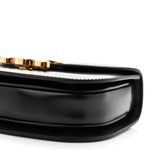 Celine Mini Besace Clea Triomphe Bag Black Shiny Calfskin Leather Gold Hardware - Image 5