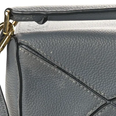 Loewe Puzzle Edge Bag Mini Gunmetal Soft Grained Calfskin Leather
