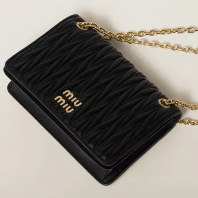 Miu Miu Quilted Lambskin Leather Black Crossbody Bags