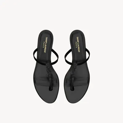 Yves Saint Laurent Black patent leather sandal slippers