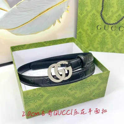 Gucci Women's Double G Buckle Belt In Green/Blue/Red/Black GG Calfskin With Gold/Silver Hardware 20mm