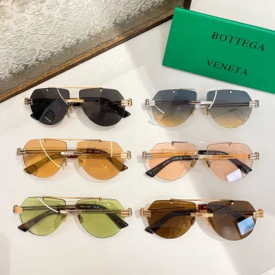 Bottega Veneta Pilot glasses blue/lime green/black/apricot/tawny/leopard brown color Size 51口23-140