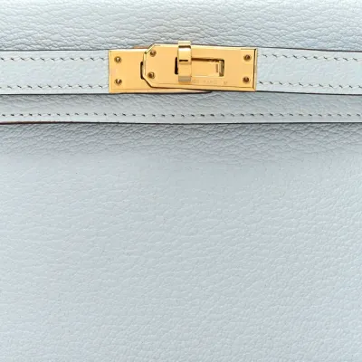 Hermès Mini Kelly Sellier 20 Bleu Brume Chèvre Mysore Leather Permabrass Hardware