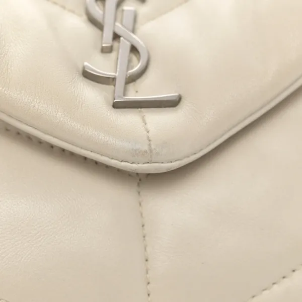 Saint Laurent Mini Loulou Chain Satchel Crema Soft Quilted Puffer Monogram Lambskin Leather Silver Hardware - Image 9