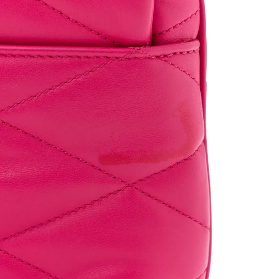 Saint Laurent Medium Le 57 Shoulder Bag Lipstick Fuchsia Diamond Quilted Lambskin Leather Aged Gold Hardware