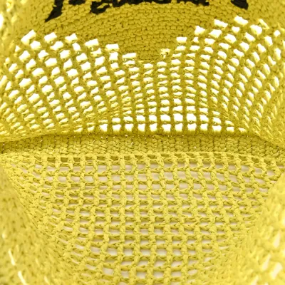 Prada Large Effect Crochet Logo Embroidered Tote Bag Cedro Yarn Raffia