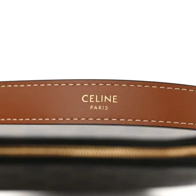 Celine Medium Ava Shoulder Bag Tan Triomphe Canvas & Calfskin Leather Gold Hardware