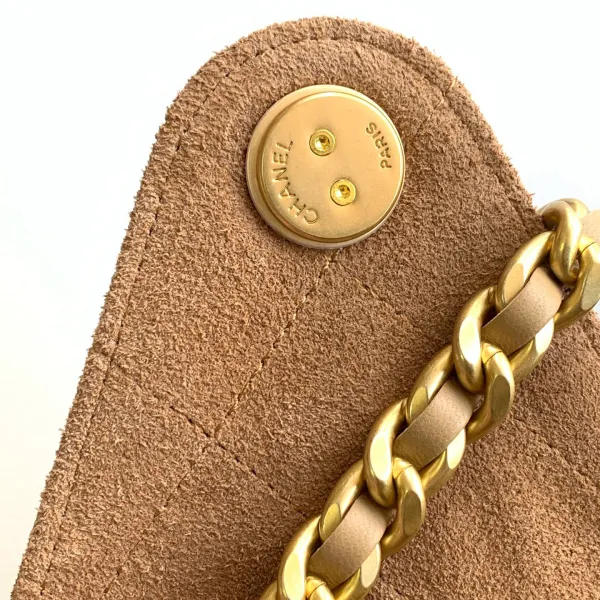 Chanel khaki / Elephant Grey Abrasive Sand Leather Shoulder Bags - Image 8